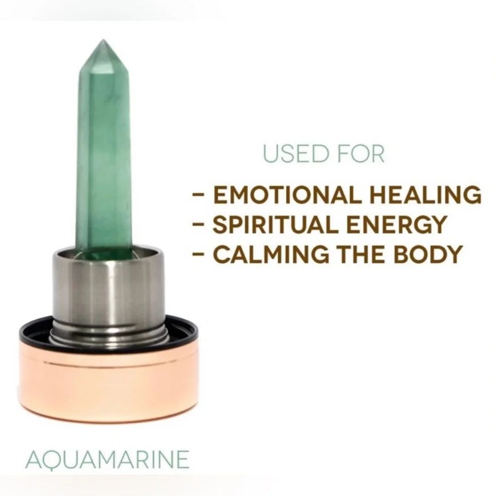 GYPSY SOUL AQUAMARINE QUARTZ BRAND NEW GLASS WATER BOTTLE WITH SLEEVE - Picture 9 of 10